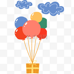 生日派对卡通气球图片_云彩装饰的卡通气球