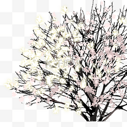 树发光图片_手绘卡通开花发光的树免扣元素