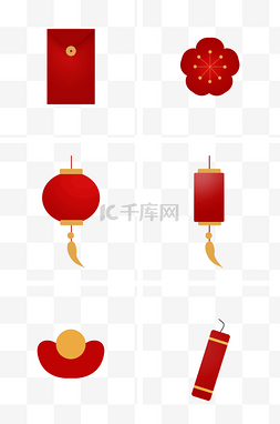 元宵图片_新年红色扁平图标