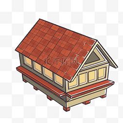 橙色的房屋建筑插画