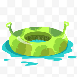 卡通绿色游泳圈插图