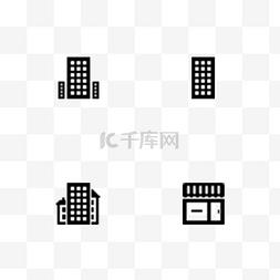 城市ui图标图片_黑色创意建筑房屋图标元素