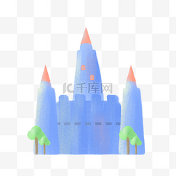 梦幻建筑物图片_卡通蓝色城堡免抠