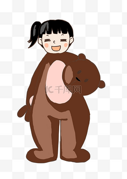 儿童小女孩卡通图片_玩偶熊扮演小女孩扮演熊