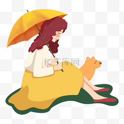 谷雨雨伞图片_彩色节气谷雨女孩