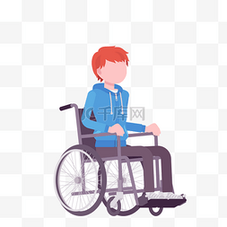 免抠图男孩图片_卡通坐轮椅的病人免抠图