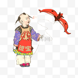 新春春节放风筝传统儿童
