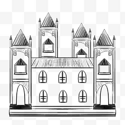 宫殿仙境图片_线描城堡房屋