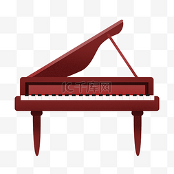 优雅的钢琴图片_漂亮的红色钢琴插画