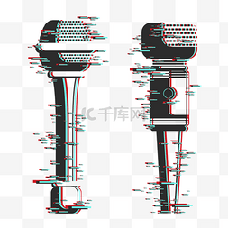 故障风麦克风图片_红蓝麦克风话筒元素