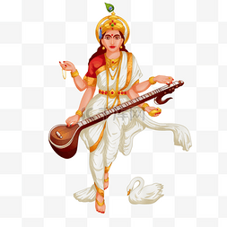 女神节日图片_传统印度女神vasant panchami弹琴知识
