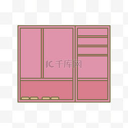 卧室衣柜图片_粉色组合柜家具插画