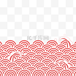 波浪国风图片_红色中国风海浪花纹