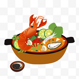 插画食物柠檬图片_火锅食材蔬菜海鲜