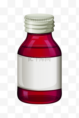 红色的医药玻璃瓶插画