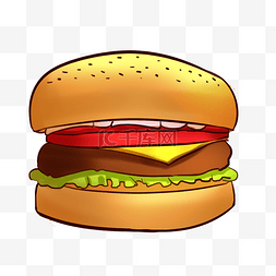 汉堡小吃图片_小吃汉堡卡通插画