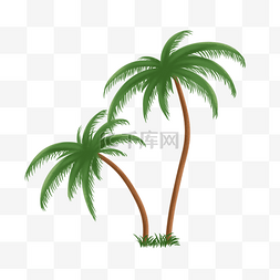 海边数目图片_夏天海边沙滩椰子树素材