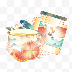 水果茶图片_中国风国潮蜂蜜柚子茶
