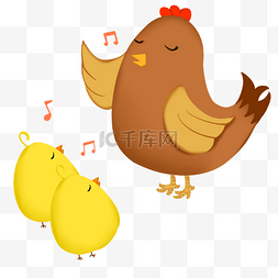 唱歌的一群母鸡插画