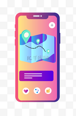 定位手机图片_矢量扁平定位手机界面手机屏幕