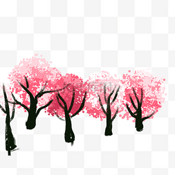 樱花树插图图片_卡通樱花树