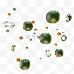 电商绿色海报图片_圆形漂浮几何电商C4D
