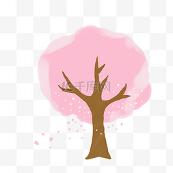 唯美粉色樱花树图片_樱花树卡通装饰图案下载