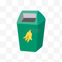 绿色卡通垃圾桶图片_绿色的果皮垃圾桶