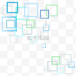 线框科技图片_漂浮方块彩色科技图案