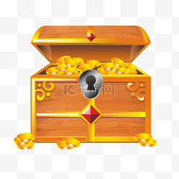 金币财宝箱图片_AI CDR双文件矢量图装满金币的宝箱