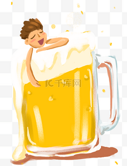 杯子里的啤酒图片_泡在啤酒杯里的男孩