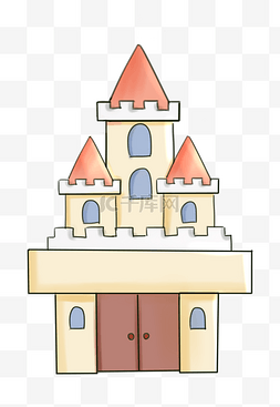 橙色的城堡装饰插画