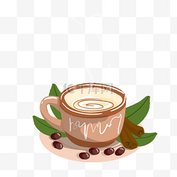 手绘棕色咖啡杯咖啡日