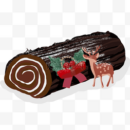 yule log cake奶油太妃糖巧克力树干