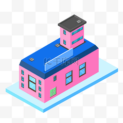 粉色25D建筑物