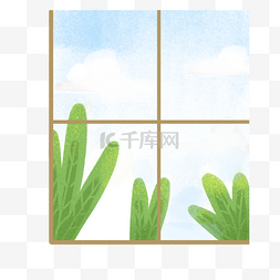 窗外绿色植物
