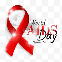 world aids day红色渐变丝带