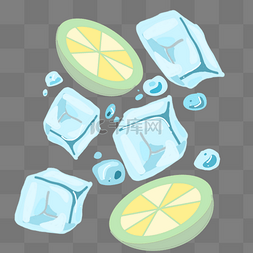 柠檬冰块结冰冷冰