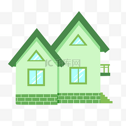 绿色房子房屋插画