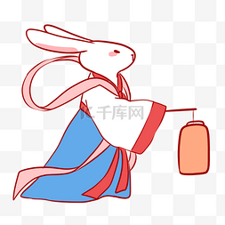 中秋节提灯的玉兔