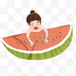 夏季水果创意图片_彩色创意夏季吃西瓜元素