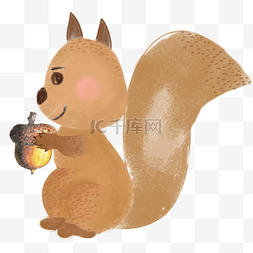 松子卡通图片_抱着松子的松鼠