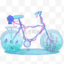 健康水环保图片_手绘梦幻自行车元素