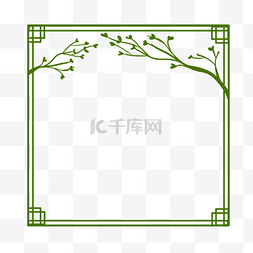 中国风绿色绿枝边框
