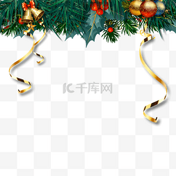 圣诞节铃铛金色图片_圣诞节彩色装饰礼盒边框