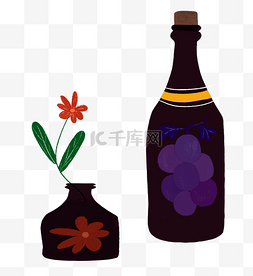 创意红酒图片_一串葡萄创意设计插图