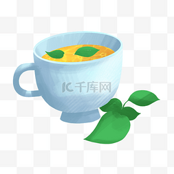 天蓝色茶具茶杯插画