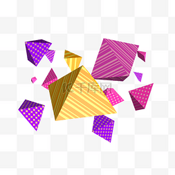 三角立体漂浮图片_蒸汽电商漂浮几何