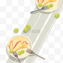 餐厅美食插画图片_手绘ins风彩色插画