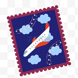 卡通蓝色飞机图片_卡通蓝色飞机邮票